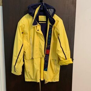London Fog Yellow Trench Coat with Navy Trim